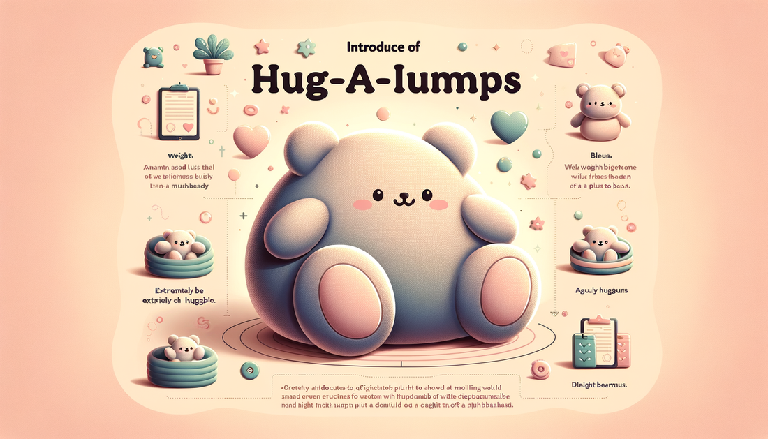 A collection of ZURU Hug-A-Lumps weighted plush toys in various animal shapes.