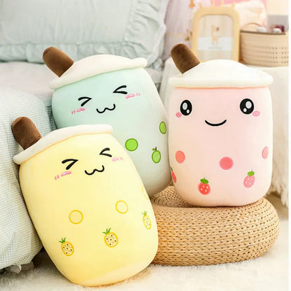 Teddy Boba Milk Tea Plush Toy - Soft Stuffed Pillow