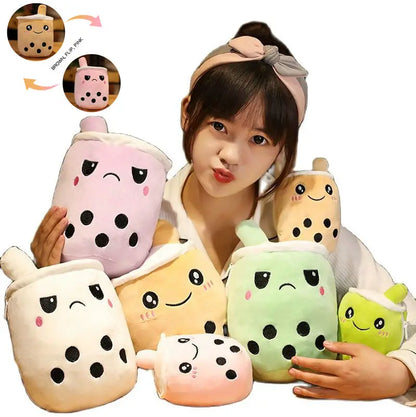 Teddy Boba Milk Tea Plush Toy - Soft Stuffed Pillow